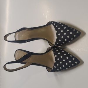 Ann Taylor black and white polka dot slingback pump, Size 7 1/2
